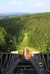 View down from ski springboard in Zadov in summer 