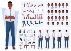 African American Man Character Creation with Gestures, Facial Expressions, and Different Poses