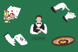 A coupier table, casino vector illustration. 