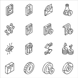 
Finance and Currency Glyph Isometric Icons Pack 