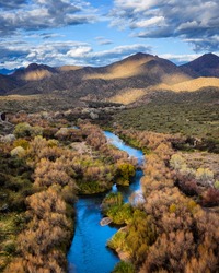 The Verde River located in the southwest United States in Arizona.