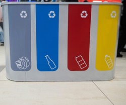 Garbage segregated container. Waste recycling container.