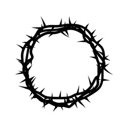 Crown of thorns in vintage style. The sign of the torment of Christ. The crown of Jesus. Vector illustration. Stock image.
