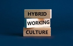Hybrid working culture symbol. Concept words 'hybrid working culture'. Beautiful grey background. Business and hybrid working culture concept, copy space.