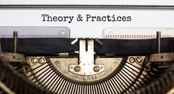 Theory and practices symbol. Words 'Policies and procedures' typed on retro typewriter. Business, theory and practices concept. Copy space.