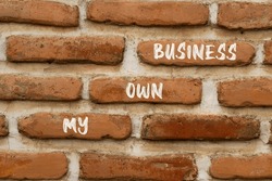 My own business symbol. Concept words My own business on beautiful brown brick. Beautiful red brown brickwall background. Business motivational my own business concept. Copy space.