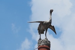 Chinese fairy tale bird sculpture in the sky background 