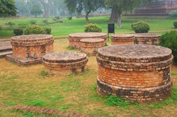 Stupas in India archaeological site  Buddhist land Buddha place civilization travel study history in india Ashoka the Great