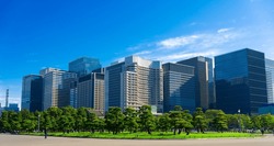 Tokyo, Japan. Office buildings in the Marunouchi business district