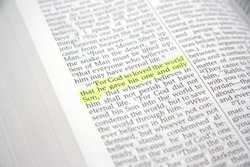 Bible passage with john 3:16 highlighted in yellow