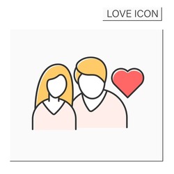 Couple color icon. Two people love each other. Romantic relationship between man and woman. Love concept. Isolated vector illustration