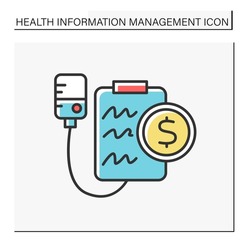 Diagnosis color icon. Bad diagnosis. Treatment checklist. Health care. Health information management concept. Isolated vector illustration
