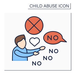 Limit physical contact color icon. Avoiding love shows, communication with child. Psychological abuse.Child abuse concept. Isolated vector illustration