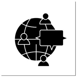Discussion forum glyph icon. Real time conversation. Online internet discussion about issues. Global network. Information space.New media.Filled flat sign. Isolated silhouette vector illustration