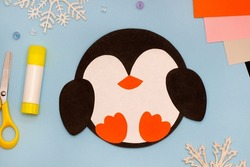 How to make funny penguin winter craft of color paper. Original project for children. Step-by-step photo instructions. Step 2