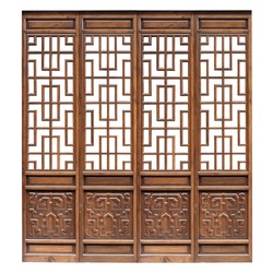 Chinese traditional style wooden door on isolated white background