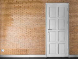 Old brick wall and door texture background