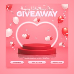 Valentine's day giveaway social media banner template