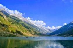Lake Saif Ul Malook nestles in between the immense peaks and fed by its glacial melt in Kaghan Valley. The lake is considered as one of the highest lakes in Pakistan with an elevation of 10,578 feet a