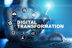 Digital transformation, Concept of digitization of business processes and modern technology.