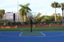 Public Basketball court in the city of Miami, Florida in a housing community where everyone can play ball.