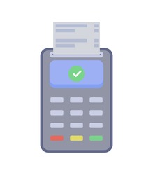 Payment Machine vector. POS Terminal Closeup Isolated on white Background. Design Template of Bank Payment Terminal, Mockup. Processing NFC payments device. Top View