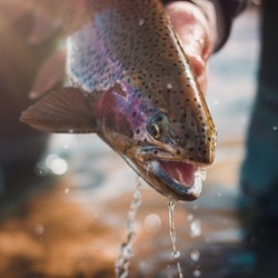 closeup of a rainbow trout