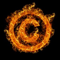 Fire sign Copyright on a black background