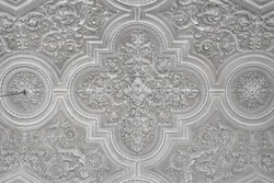 Beautiful detail of ceiling interior in Winter Palace, Russia. Processed in black and white style.