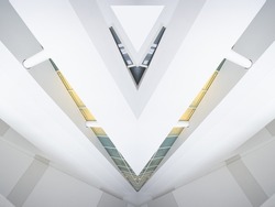 Abstract Background with Symmetrical Shapes of a Modern Building.