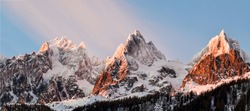 3 mountain peak snow in winter Alp  landscape