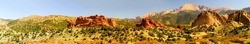 Sandstones in the canyon desert panoramic landscape. Canyon desert panoramic landscape. Canyon desert panorama