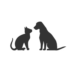 Dog and cat silhouette isolated on white background. Animals concept logo. Vector stock	
