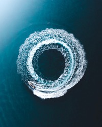 
A donut boat in aerial view