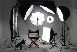 studio lighting flash light photography with various modifier 