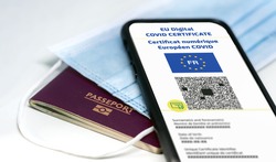 French EU Digital COVID Certificate with the QR code. Translation from french 