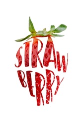 strawberry typographic illustration poster design