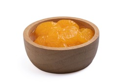 Pickled peeled oranges in syrup in a cup.on a white background.