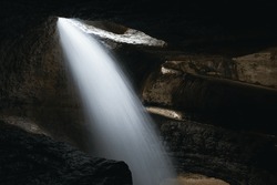 Caves waterfalls in Dagestan, Russia. Long shutter blur water and rocks