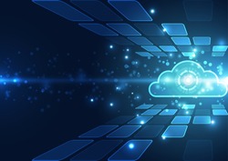 Abstract cloud technology in the future background, vector illustration