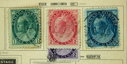 Canadian postage stamps with Queen Victoria. The brands are from 1898-1902