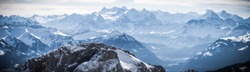 panoramic view from mount pilatus on sunny winter day in lucerne