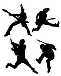 Rock guitar player silhouettes