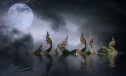 The Naga at khong river on the night of the full moon