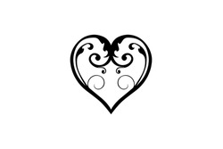 Heart Tribal Tattoo. Ornament Shape Heart Or Love Logo Isolated on White Background. Design Vector Icon Illustration