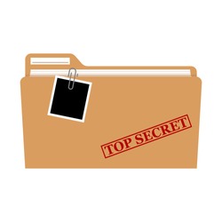 File folder with red rubber stamp top secret vector isolated, confidential, private information.