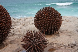 Rusty sculptures by the sea. Bondi, Australia.