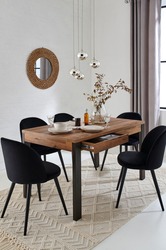 Dining room with wood table interior
