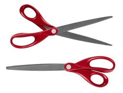 red office scissors isolated on a white background