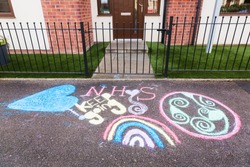 NHS Coronavirus Pavement Chalk Rainbow Drawing